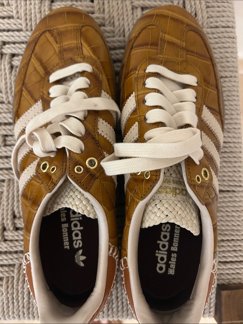 adidas Wales Bonner Night Brown Croc-Embossed Samba Sneakers Limited Edition - Picture 2 of 6